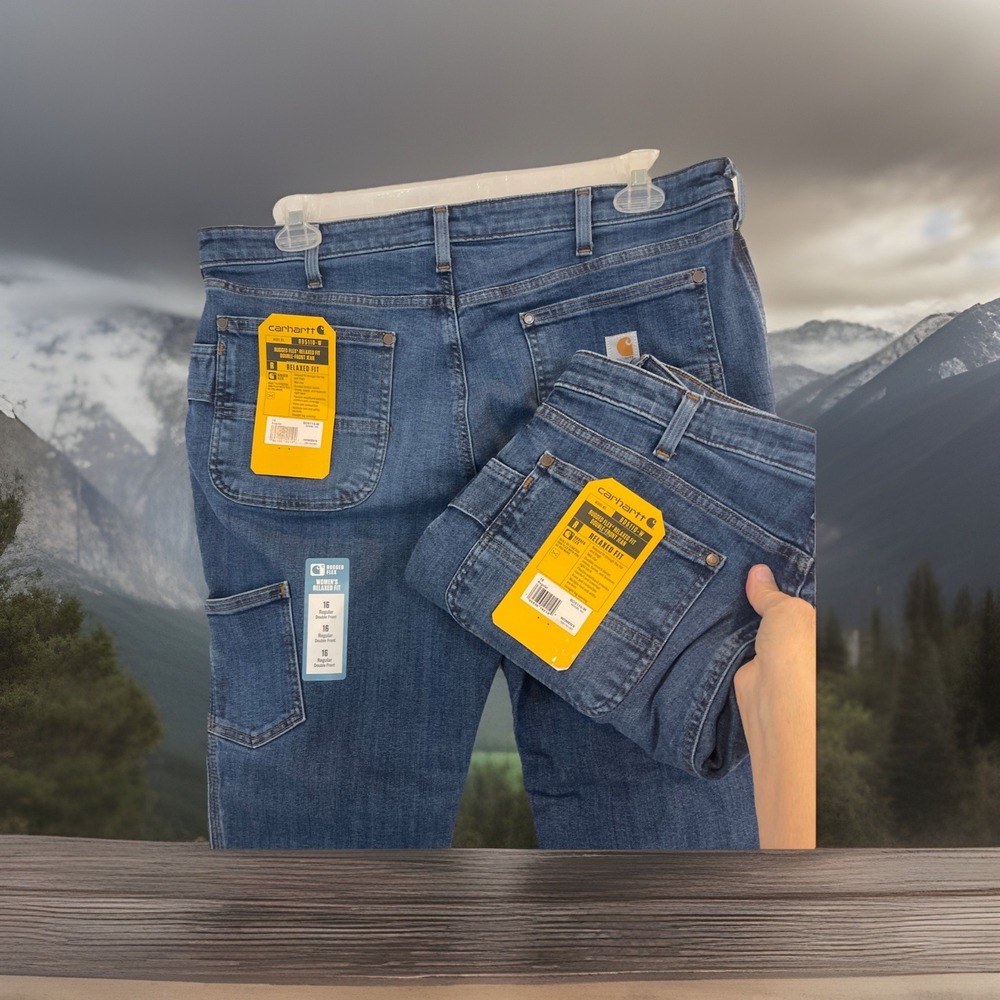Lot Of 2 Carhartt Rugged Flex Relaxed Fit Double-Front Jean Women 16 Reg BD5110W